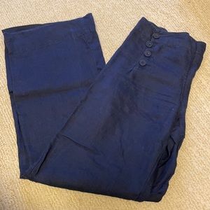 Max studio wide leg linen navy pants size 2